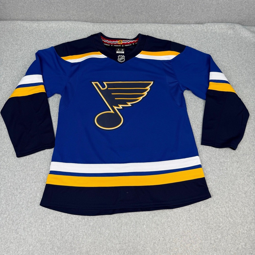 St Louis Blues Fanatics Premium Jersey Size 52 With‎ Fight Strap Blue Home